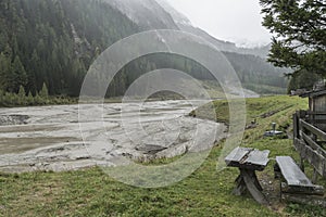 Lake Schlierersee without water in Lungau in Austria