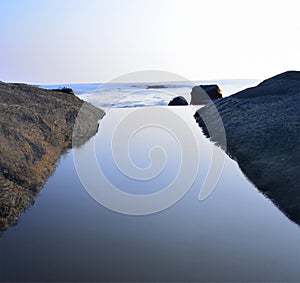 Lake and see merge together land scape image