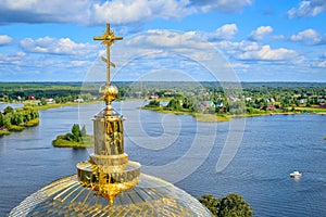 Lake Seliger panorama from Nilo-Stolobensky Monastery in Ostashkov