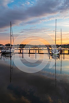 Lake in Sellin at sunset in Ruegen, Germany