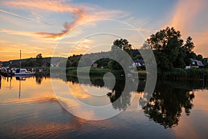 Lake in Sellin at sunset in Ruegen, Germany