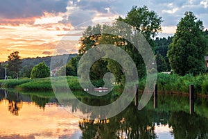 Lake in Sellin at sunset in Ruegen, Germany