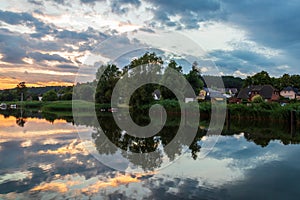 Lake in Sellin at sunset in Ruegen, Germany