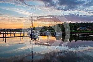 Lake in Sellin at sunset in Ruegen, Germany