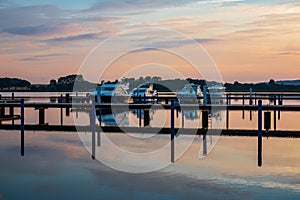 Lake in Sellin at sunset in Ruegen, Germany