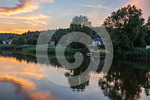 Lake in Sellin at sunset in Ruegen, Germany