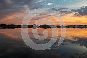 Lake in Sellin at sunset in Ruegen, Germany