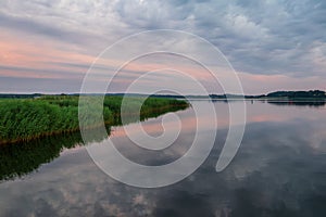 Lake in Sellin at sunset in Ruegen, Germany