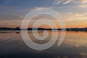 Lake in Sellin at sunset in Ruegen, Germany