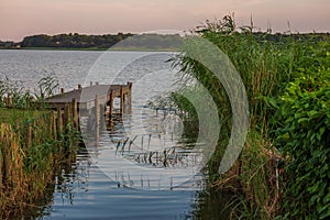 Lake in Sellin at sunset in Ruegen, Germany