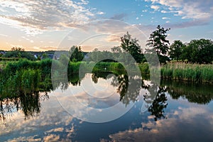 Lake in Sellin at sunset in Ruegen, Germany