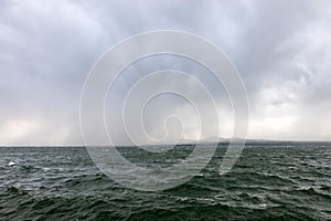 Lake Sevan in cloudy weather