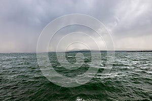 Lake Sevan in cloudy weather