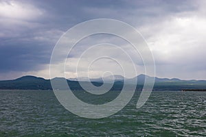 Lake Sevan in cloudy weather