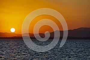 Lake Sevan sunset panorama landscape Gegharkunik Armenia landmark