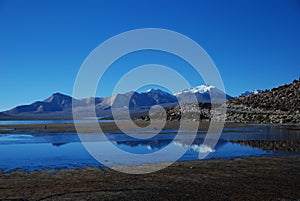 Lake shore and mountain ridge