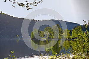 Lake shore in Salt Spring island during summer time, BC, Canada