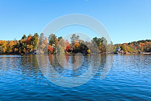 Lake side houses in the fall