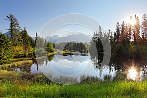 Lake in Slovakia mountain, Strbske pleso