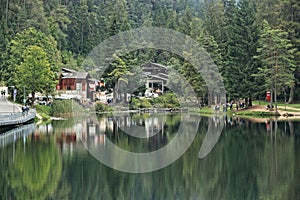 Lake Smeraldo in Val di Non, Northern Italy photo