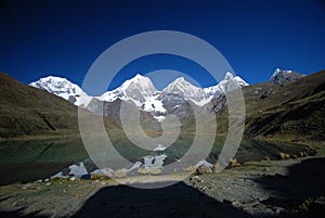 Lake and snow peaks of Peru photo