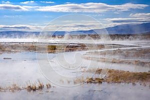 Lake in sol de manana geothermal field, sud Lipez reserva, Bolivia