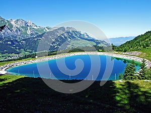 Lake Speichersee or Der Speichersee im Gebiet Warmtobel or Speichersee fÃ¼r die Schneeanlage Wildhaus