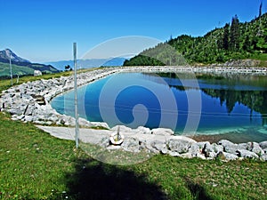 Lake Speichersee or Der Speichersee im Gebiet Warmtobel or Speichersee fÃ¼r die Schneeanlage Wildhaus