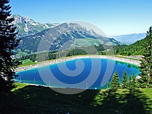 Lake Speichersee or Der Speichersee im Gebiet Warmtobel or Speichersee fÃ¼r die Schneeanlage Wildhaus