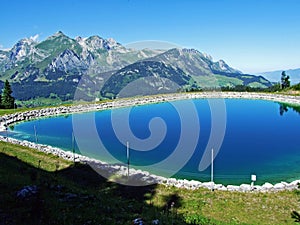 Lake Speichersee or Der Speichersee im Gebiet Warmtobel or Speichersee fÃ¼r die Schneeanlage Wildhaus