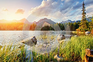 Lake Strbske pleso in High Tatras mountain, Slovakia, Europe