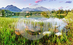 Lake Strbske pleso in High Tatras mountain, Slovakia