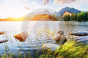 Lake Strbske pleso in High Tatras mountain, Slovakia