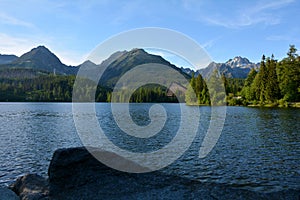 Lake Strbske Pleso in Vysoke Tatry mountains, Slovakia