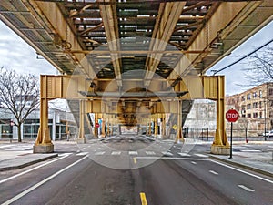 Lake Street underneath the elevated train in the Fulton Market West Loop neighborhood. Main streets in Chicago Streets in Illinois