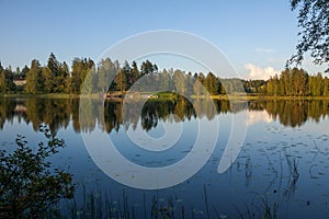 Lake in summer day. PihlajÐ°vesi PetÃ¤jÃ¤vesi is municipality of Finland