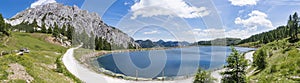 Lake in summer near mountain Gartnerkofel on Nassfeld in Austria