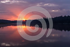 Lake sunrise sky sun reflection