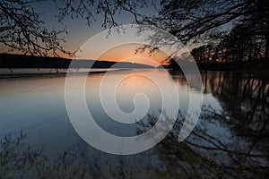 Lake sunrise in summer