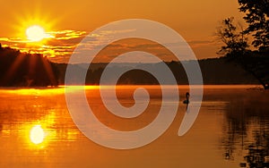 Lake Sunrise with Swan