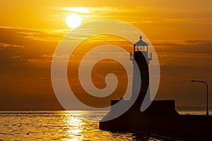 Lake Superior Breakwater Lighthouse At Sunrise