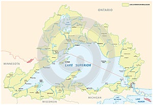 Lake superior drainage basin vector map photo