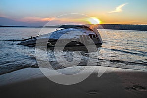 Lake Superior Shipwreck Sunset In Pictured Rocks