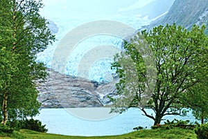 Lake Svartisvatnet and view to Svartisen Glacier (Norway) photo