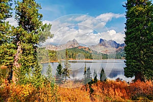 Lake Svetloye in Ergaki  in the warm sun