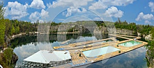 Lake and swimming pools in Zakrzowek, Krakow, Poland.