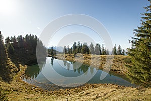 Lake in Switzerland on a sunny day in autumn