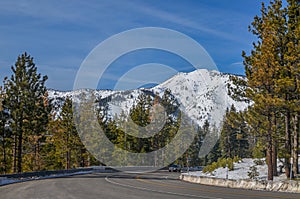 Lake Tahoe road in winter