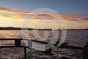 Lake Tahoe Sunset on Boat Wine Glass Foreground