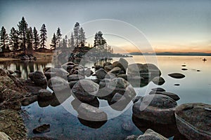 lake tahoe sunset landscape nevada side